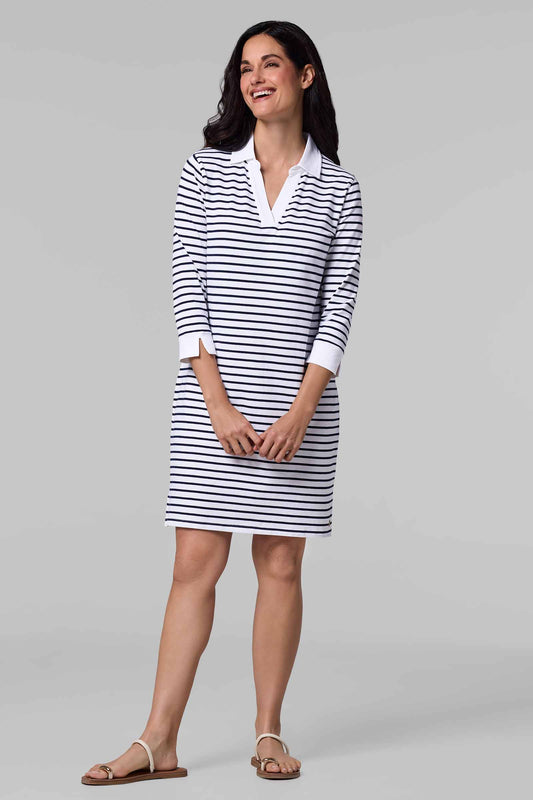 Women's Fontainebleau Tunic Dress | White/Navy Stripe