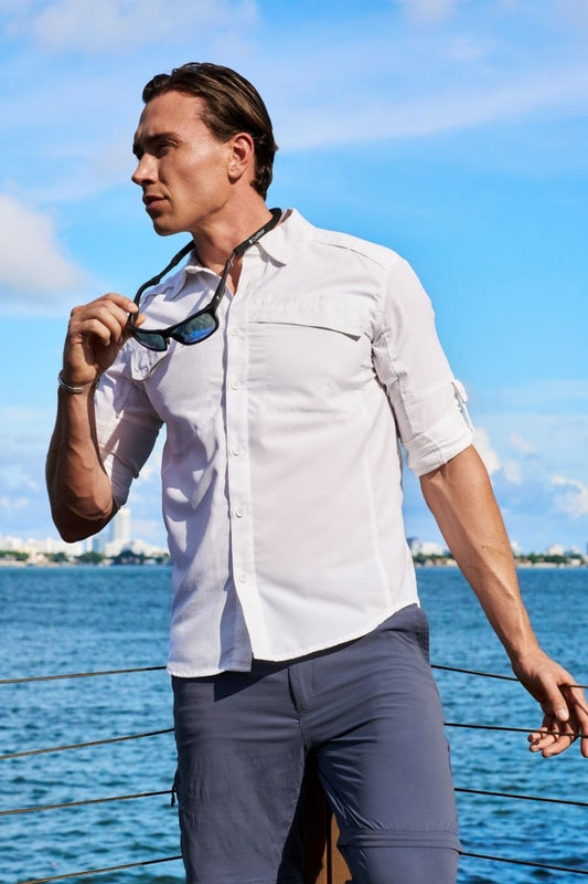 Men's Fishing Long Sleeve Shirt | White